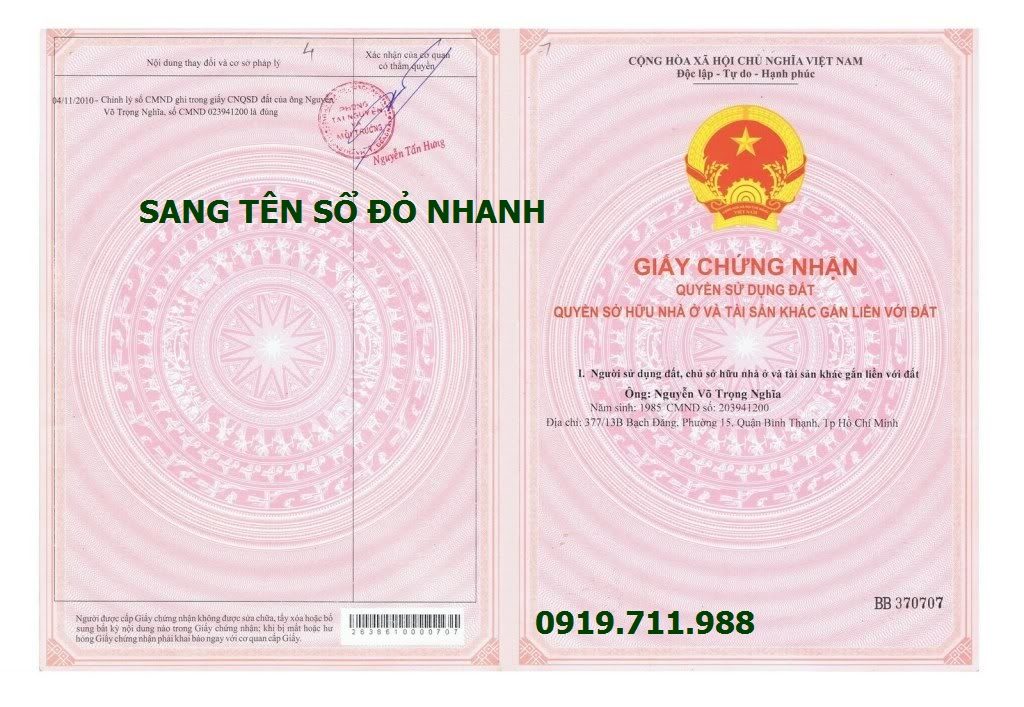 Dịch vụ sang tên sổ đỏ nhanh gọn, chi phí thấp nhất tại Hà Nội