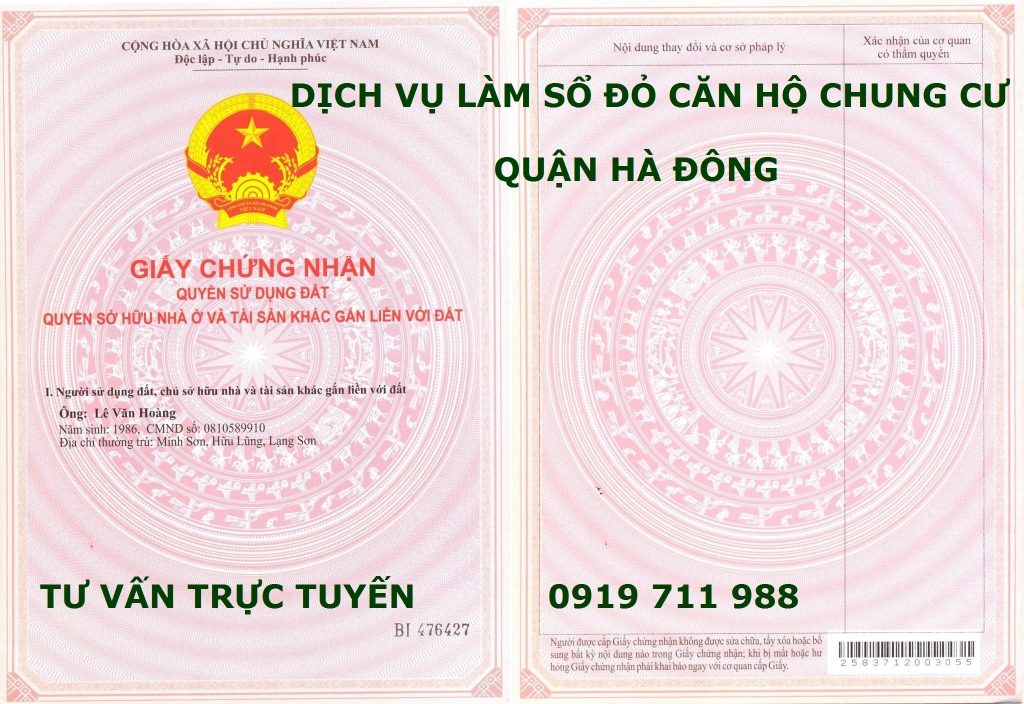 Dịch vụ làm sổ đỏ căn hộ chung cư quận Hà Đông uy tín, chất lượng