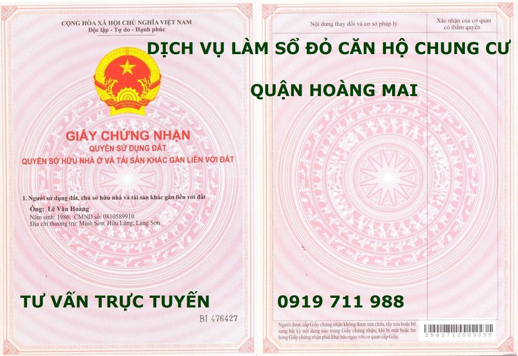 Dịch vụ làm sổ đỏ căn hộ chung cư quận Hoàng Mai uy tín, chất lượng, giá rẻ nhất Hà Nội