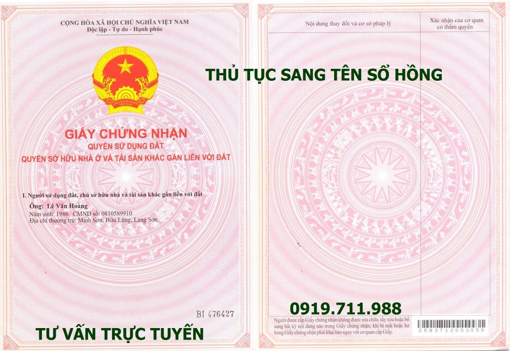 Thủ tục sang tên sổ hồng tại Hà Nội nhanh gọn, chính xác, giá rẻ