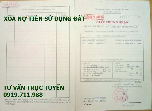 Xóa nợ tiền sử dụng đất tại Hà Nội giá rẻ