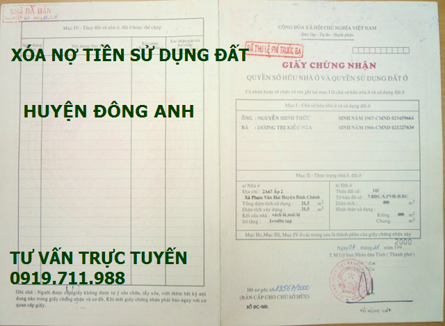 Xóa nợ tiền sử dụng đất huyện Đông Anh uy tín, chất lượng