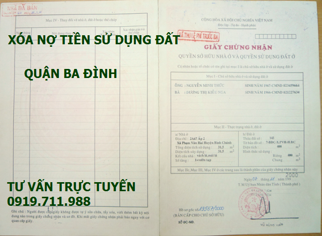 Dịch vụ xóa nợ tiền sử dụng đất quận Ba Đình giá rẻ