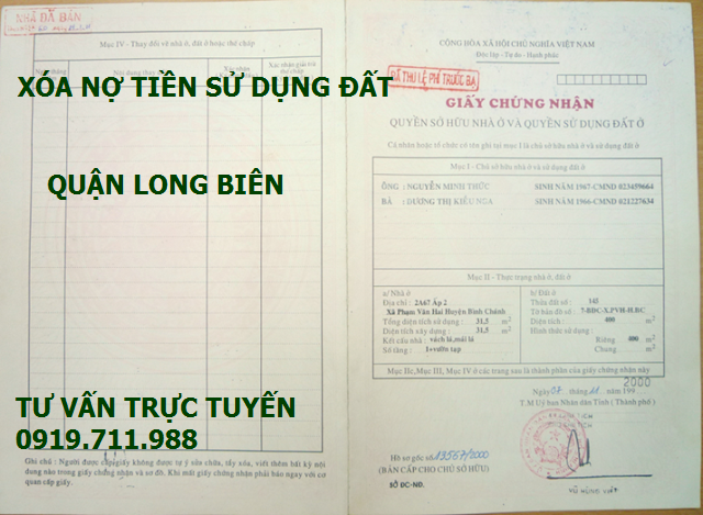 Xóa nợ tiền sử dụng đất quận Long Biên uy tín, chất lượng