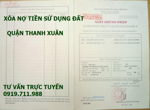 Xóa nợ tiền sử dụng đất quận Thanh Xuân uy tín, chất lượng