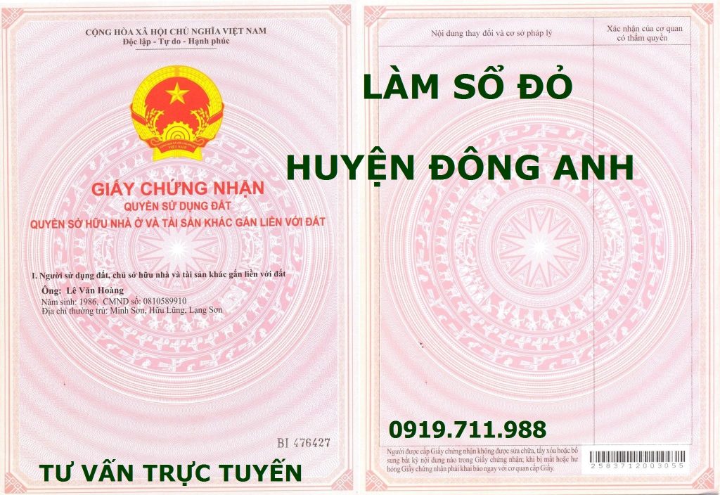 Làm sổ đỏ huyện Đông Anh giá rẻ nhất Hà Nội