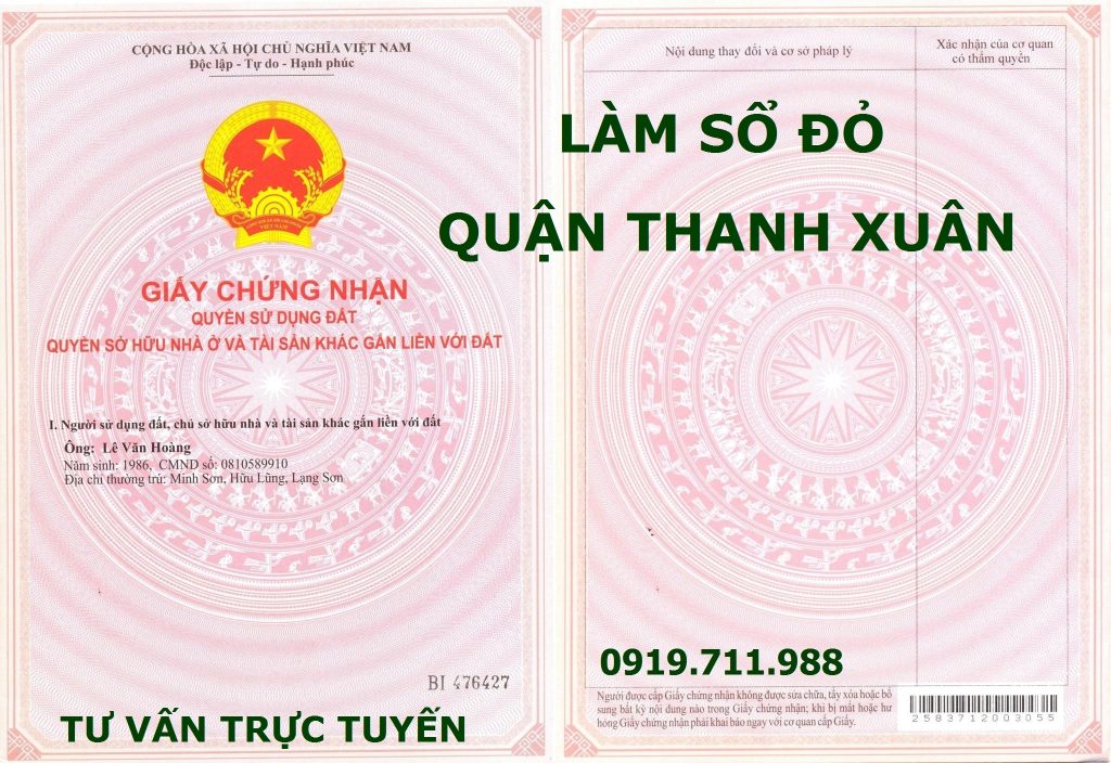 Làm sổ đỏ quận Thanh Xuân tại Hà Nội giá rẻ nhất